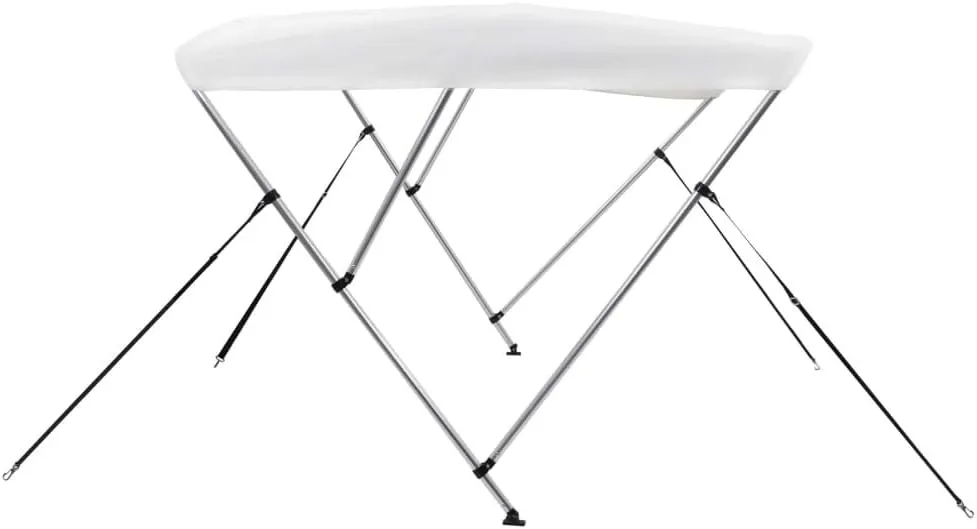 vidaXL 3-Bow Bimini Top/Boat Canopy - Adjustable Dimensions, Weather-Resistant, UV Protective, Polyester Material with PU Coating - Easy Assembly and Mounting - White