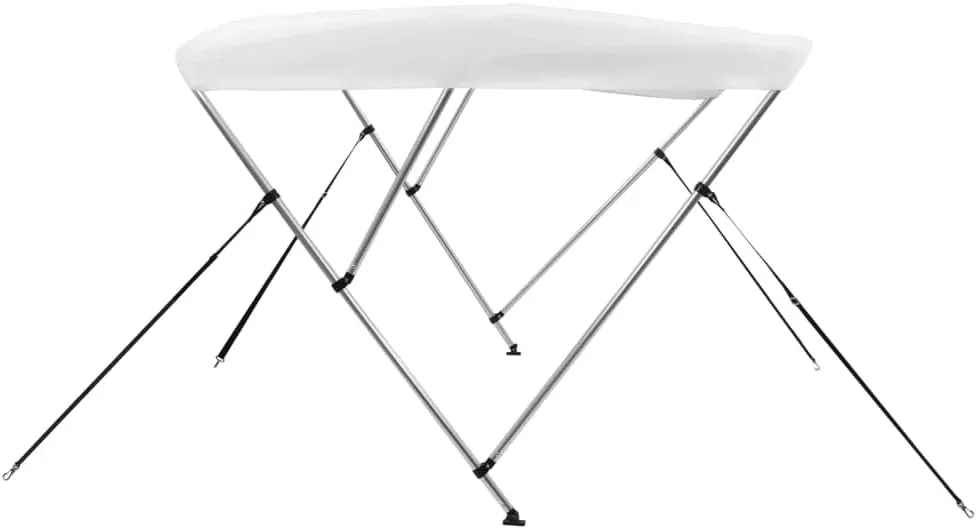 vidaXL 3-Bow Bimini Top/Boat Canopy - Adjustable Dimensions, Weather-Resistant, UV Protective, Polyester Material with PU Coating - Easy Assembly and Mounting - White