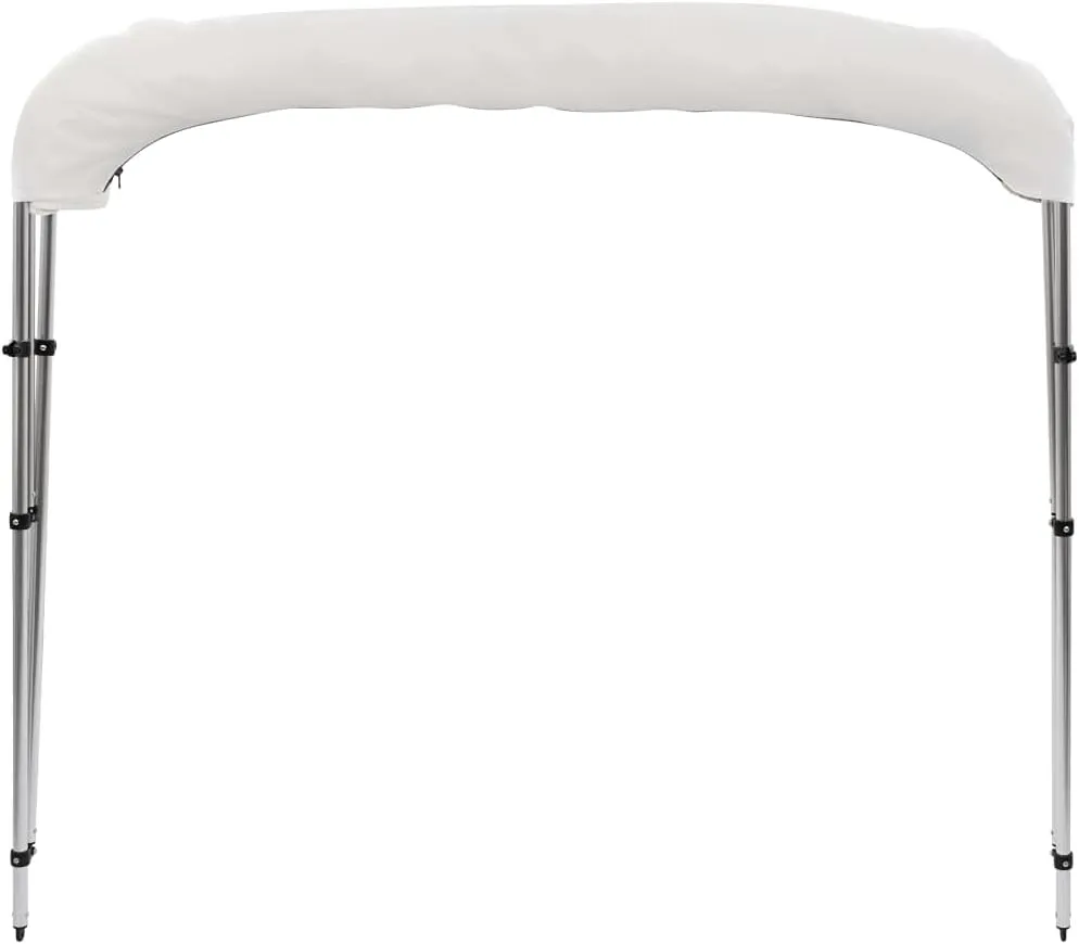 vidaXL 3-Bow Bimini Top/Boat Canopy - Adjustable Dimensions, Weather-Resistant, UV Protective, Polyester Material with PU Coating - Easy Assembly and Mounting - White