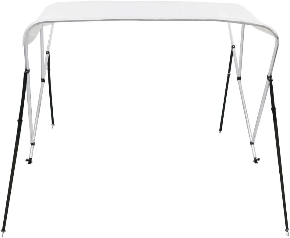 vidaXL 3-Bow Bimini Top/Boat Canopy - Adjustable Dimensions, Weather-Resistant, UV Protective, Polyester Material with PU Coating - Easy Assembly and Mounting - White