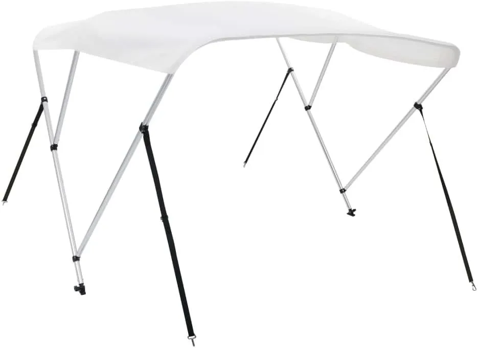 vidaXL 3-Bow Bimini Top/Boat Canopy - Adjustable Dimensions, Weather-Resistant, UV Protective, Polyester Material with PU Coating - Easy Assembly and Mounting - White