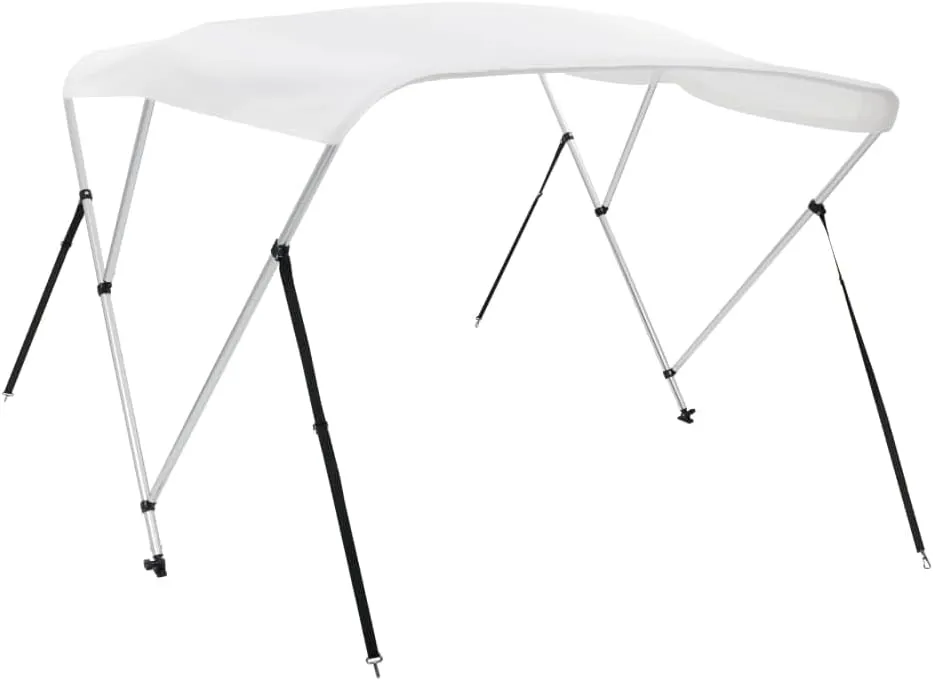 vidaXL 3-Bow Bimini Top/Boat Canopy - Adjustable Dimensions, Weather-Resistant, UV Protective, Polyester Material with PU Coating - Easy Assembly and Mounting - White