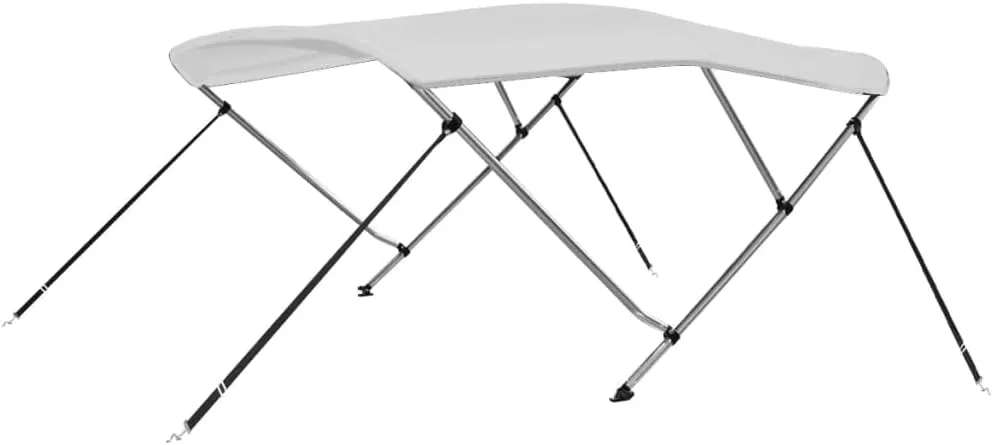 vidaXL 3-Bow Bimini Top/Boat Canopy - Adjustable Dimensions, Weather-Resistant, UV Protective, Polyester Material with PU Coating - Easy Assembly and Mounting - White