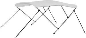 vidaXL 3-Bow Bimini Top/Boat Canopy - Adjustable Dimensions, Weather-Resistant, UV Protective, Polyester Material with PU Coating - Easy Assembly and Mounting - White