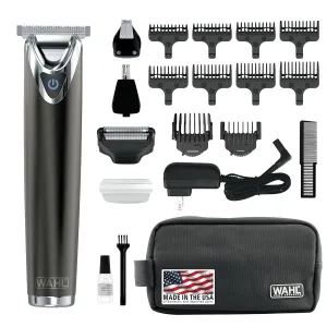 Wahl Stainless Steel Lithium Ion 2.0  Slate Beard Trimmer for Men - Electric Shaver, Nose Ear Trimmer, Rechargeable All in One Men's Grooming Kit - Model 9864