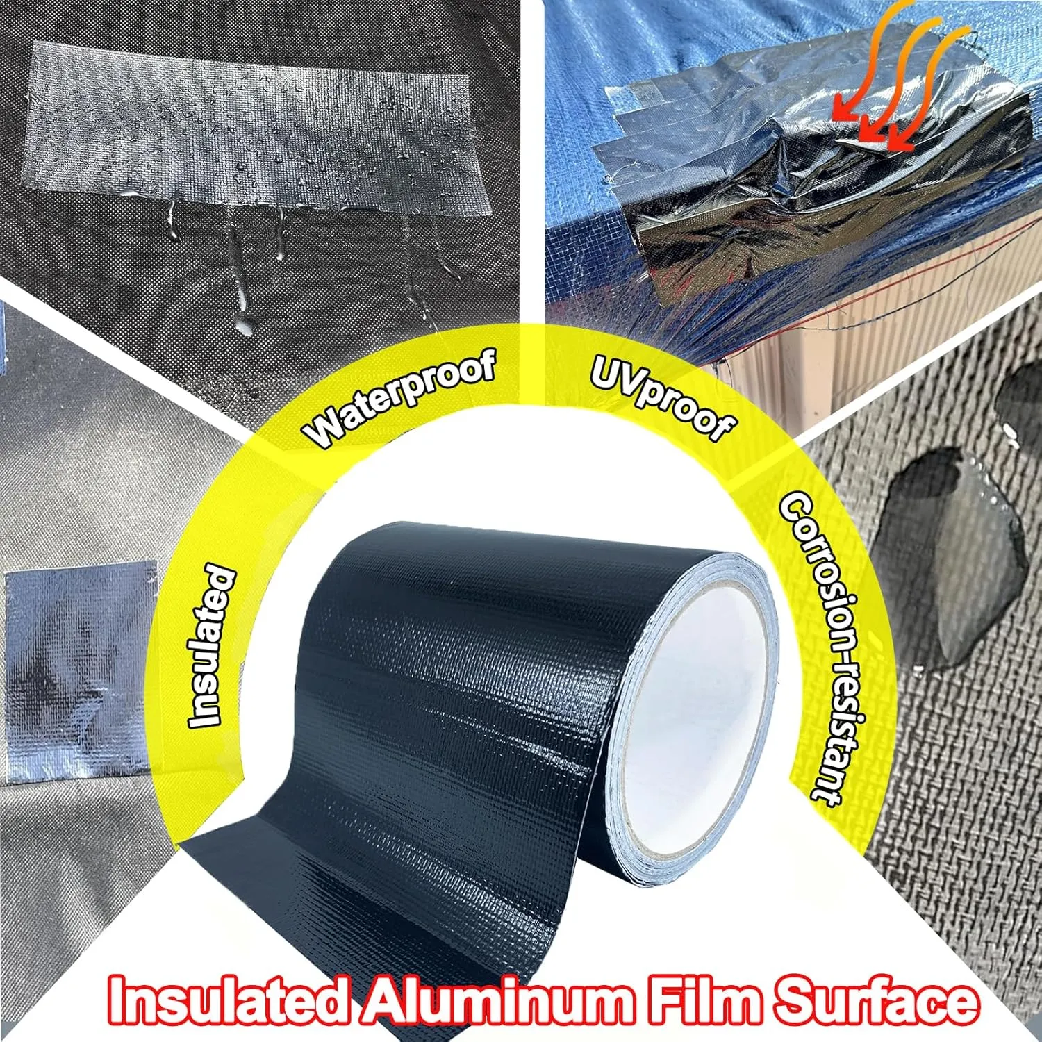 Waterproof Repair Tape for Awning, 5IN x 20FT Outdoor Canvas Tarp Repair Tape, Tent, Boat Covers, Canopy, Sail Tape, Tear Repair Patch Kit, Heavy Duty UVproof, Black
