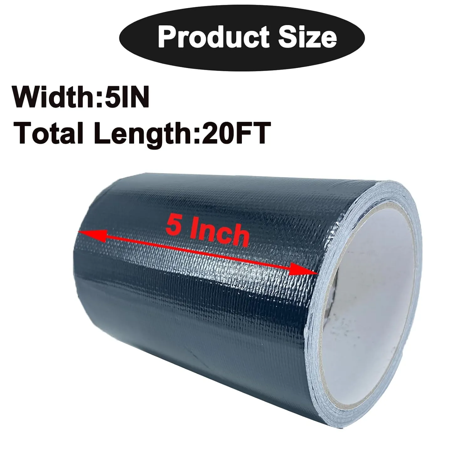 Waterproof Repair Tape for Awning, 5IN x 20FT Outdoor Canvas Tarp Repair Tape, Tent, Boat Covers, Canopy, Sail Tape, Tear Repair Patch Kit, Heavy Duty UVproof, Black
