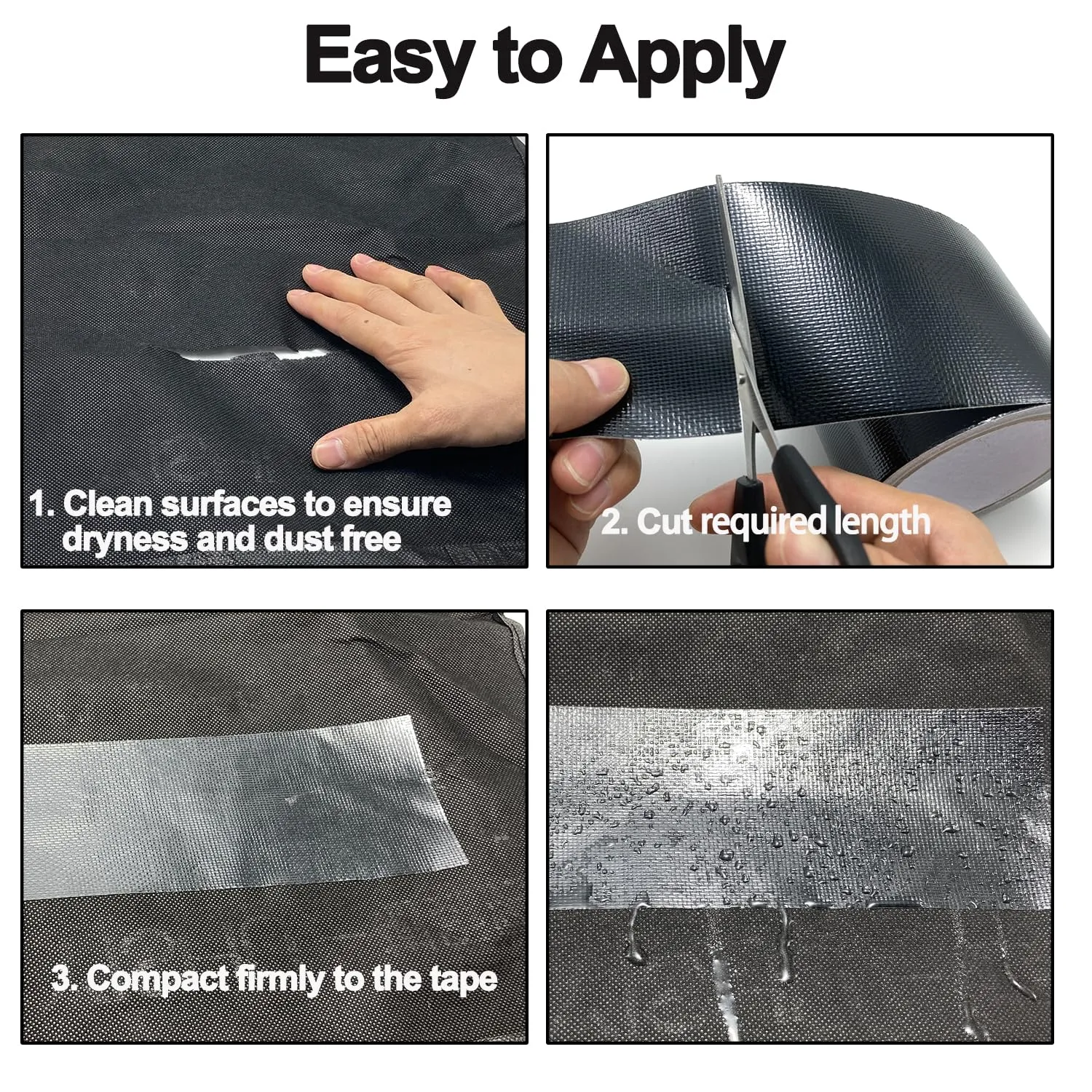 Waterproof Repair Tape for Awning, 5IN x 20FT Outdoor Canvas Tarp Repair Tape, Tent, Boat Covers, Canopy, Sail Tape, Tear Repair Patch Kit, Heavy Duty UVproof, Black