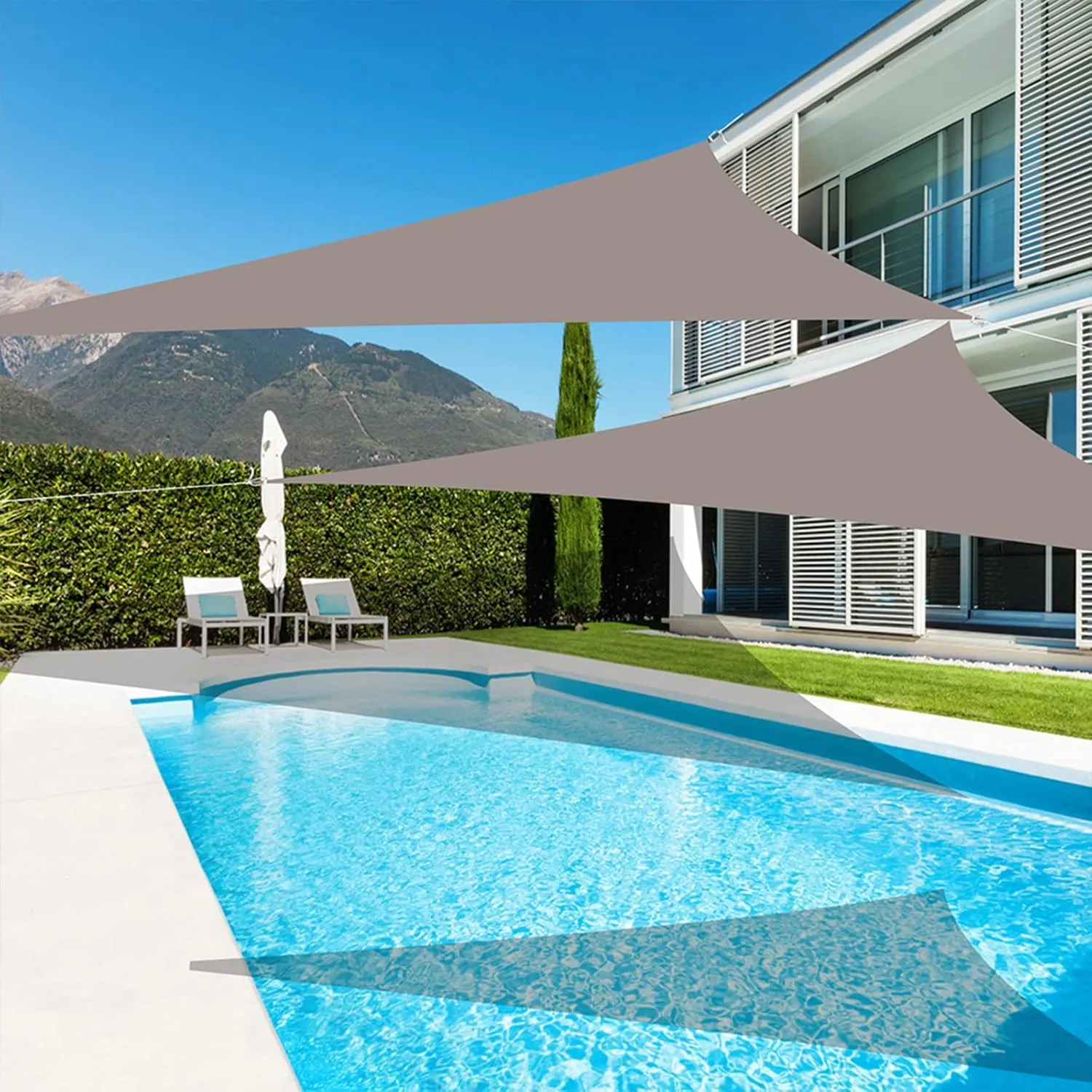 Waterproof Sun Shade Sail Triangle, Breathable Sunshade Cloth, Party Sunscreen Awning for Patio, Lawn, Porch, Backyard, Pergola or Outdoor Activities (E 3x4x5m/9.8x13.1x16.4ft)