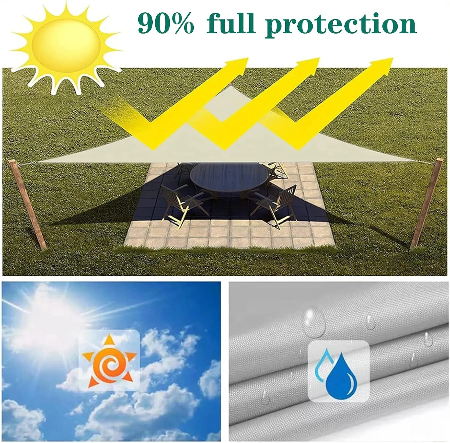 Waterproof Sun Shade Sail Triangle, Breathable Sunshade Cloth, Party Sunscreen Awning for Patio, Lawn, Porch, Backyard, Pergola or Outdoor Activities (E 3x4x5m/9.8x13.1x16.4ft)