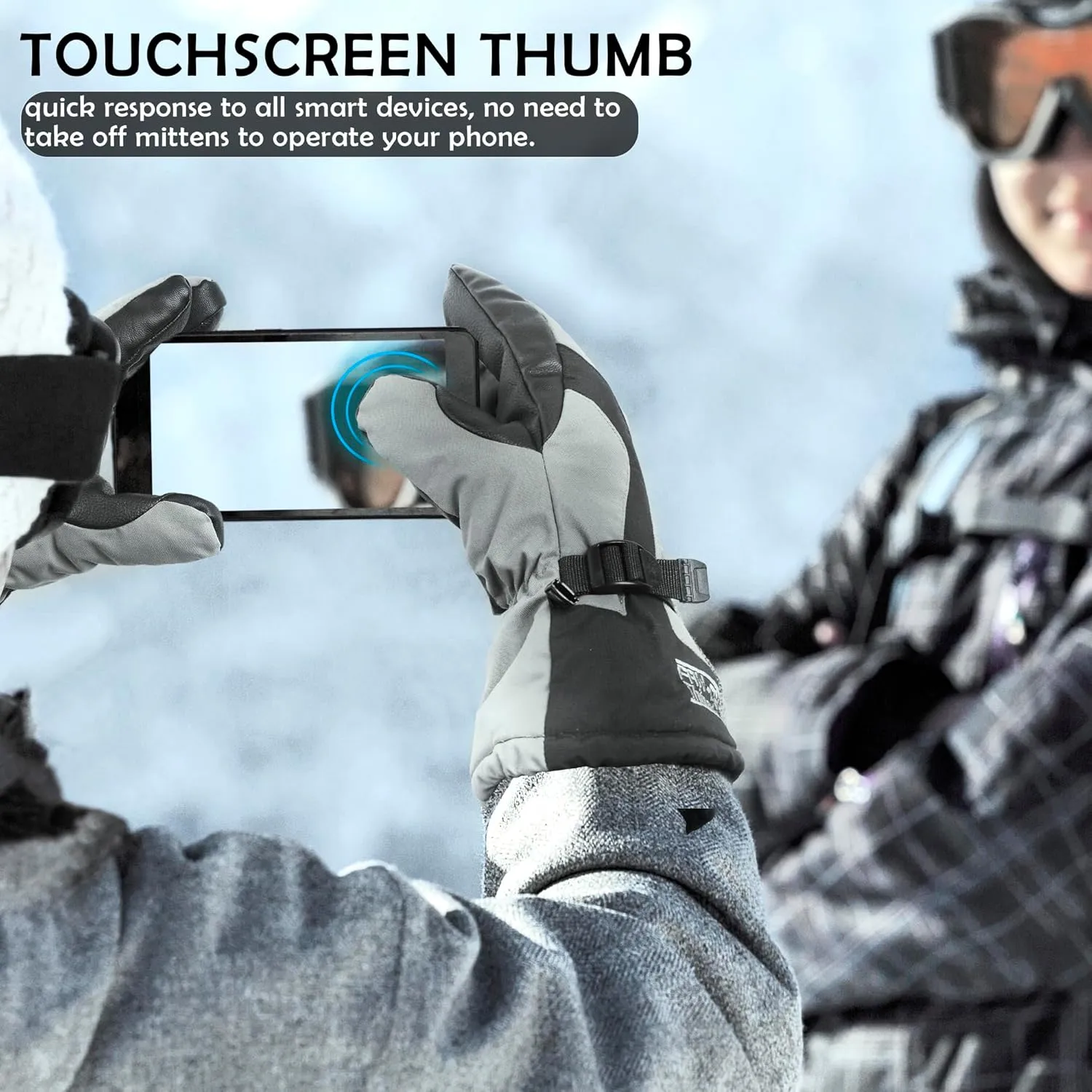 Waterproof Winter 3-Finger Ski Gloves Warm Insulated Snow Mittens for Cold Weather Snowboard Snowmobile