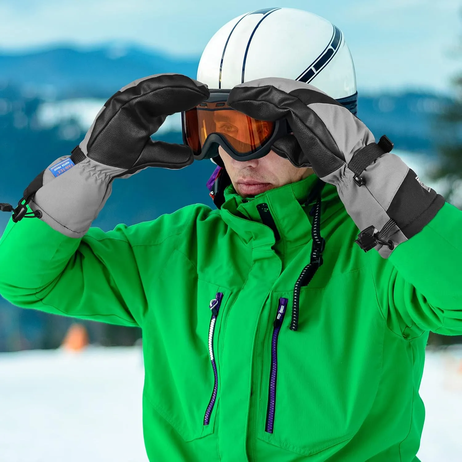 Waterproof Winter 3-Finger Ski Gloves Warm Insulated Snow Mittens for Cold Weather Snowboard Snowmobile