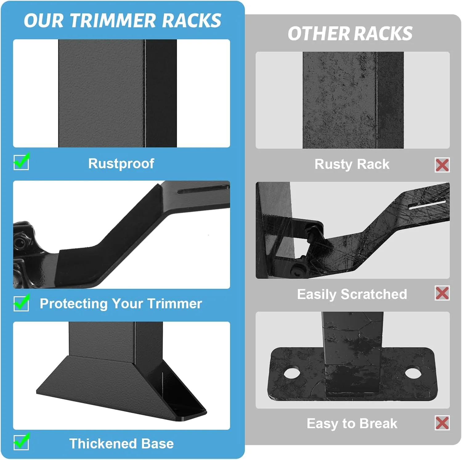 Weed Eater Racks for Open Trailer, 3 Place Heavy Duty Trimmer Racks for Open Trailers,Weedeater Rack for Open Trailer with Locks