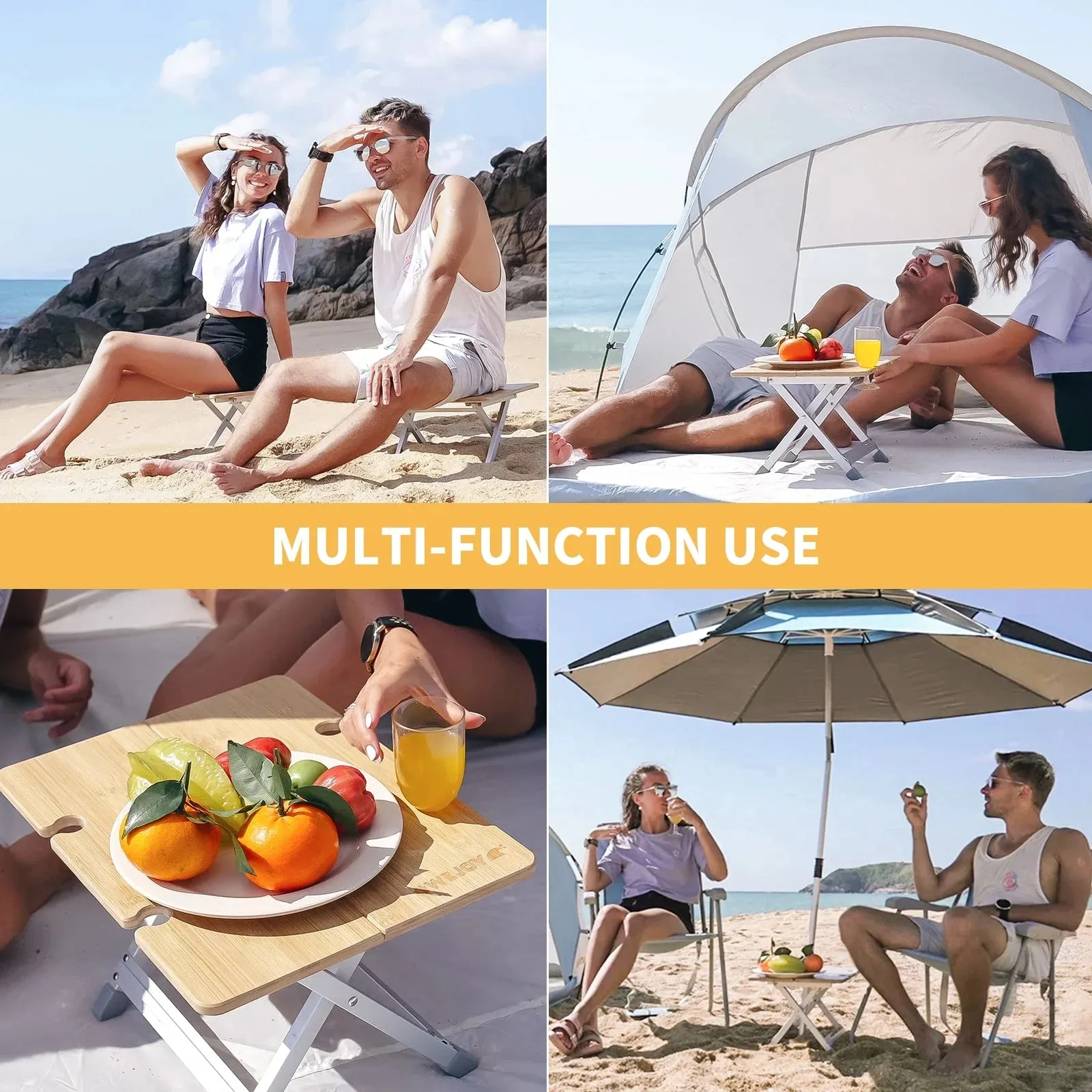 WEJOY Bamboo 4333 Mini Picnic Table with Umbrella Hole