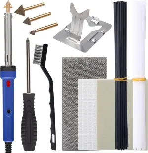 WEP 960-IV Plastic Welder Kit with Power Switch, accessories include 3 Copper Tips, 40 Plastic Rods, 5 Sandpapers, Steel Mesh for Car Bumper, Dashboard, Plastic Fuel Tank Repair