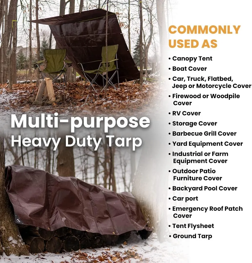 WHITEDUCK 14x16 Tarp 16 MIL Heavy Duty Poly Tarp Waterproof UV Resistant, True to Size, Rust-Proof Grommets, Tear & Rip Resistant, Extra Thick, Camping, Construction, Boat & Equipment Cover