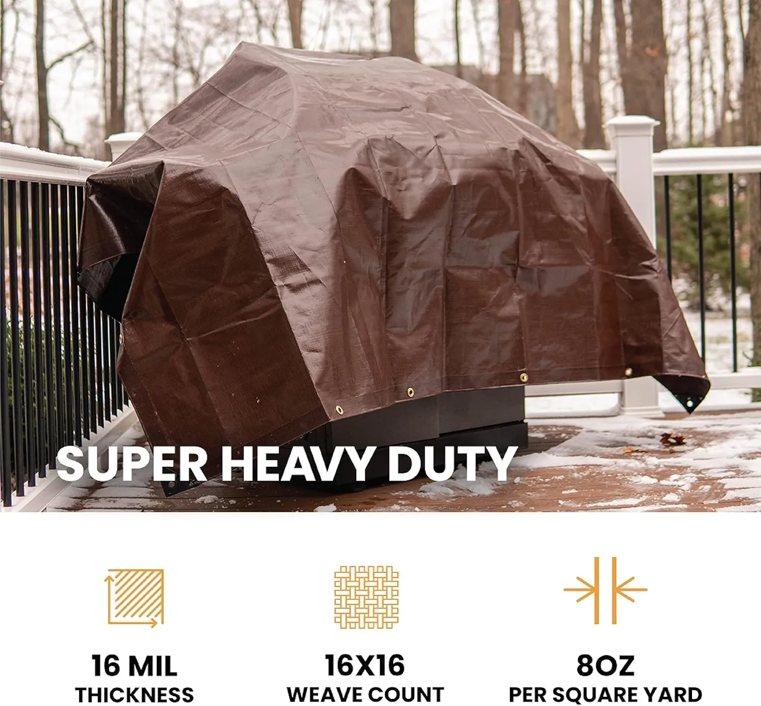 WHITEDUCK 14x16 Tarp 16 MIL Heavy Duty Poly Tarp Waterproof UV Resistant, True to Size, Rust-Proof Grommets, Tear & Rip Resistant, Extra Thick, Camping, Construction, Boat & Equipment Cover