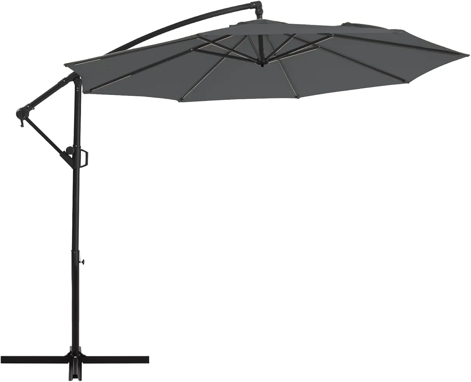 wikiwiki 10ft Patio Umbrellas Offset Outdoor Umbrella Cantilever Hanging Umbrellas w/Infinite Tilt, Fade Resistant Waterproof RECYCLED FABRIC Canopy & Cross Base, for Yard, Garden & Deck, Dark Gray