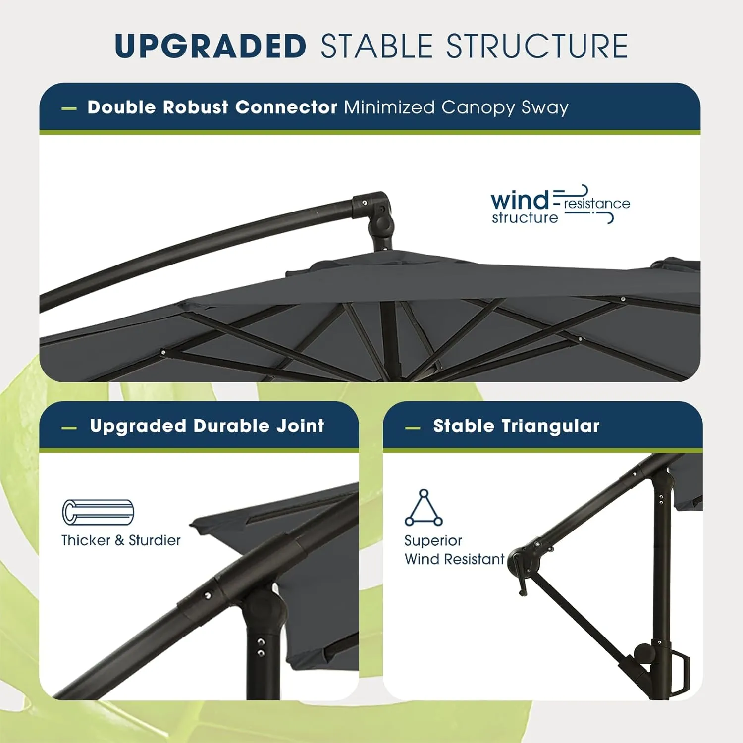 wikiwiki 10ft Patio Umbrellas Offset Outdoor Umbrella Cantilever Hanging Umbrellas w/Infinite Tilt, Fade Resistant Waterproof RECYCLED FABRIC Canopy & Cross Base, for Yard, Garden & Deck, Dark Gray