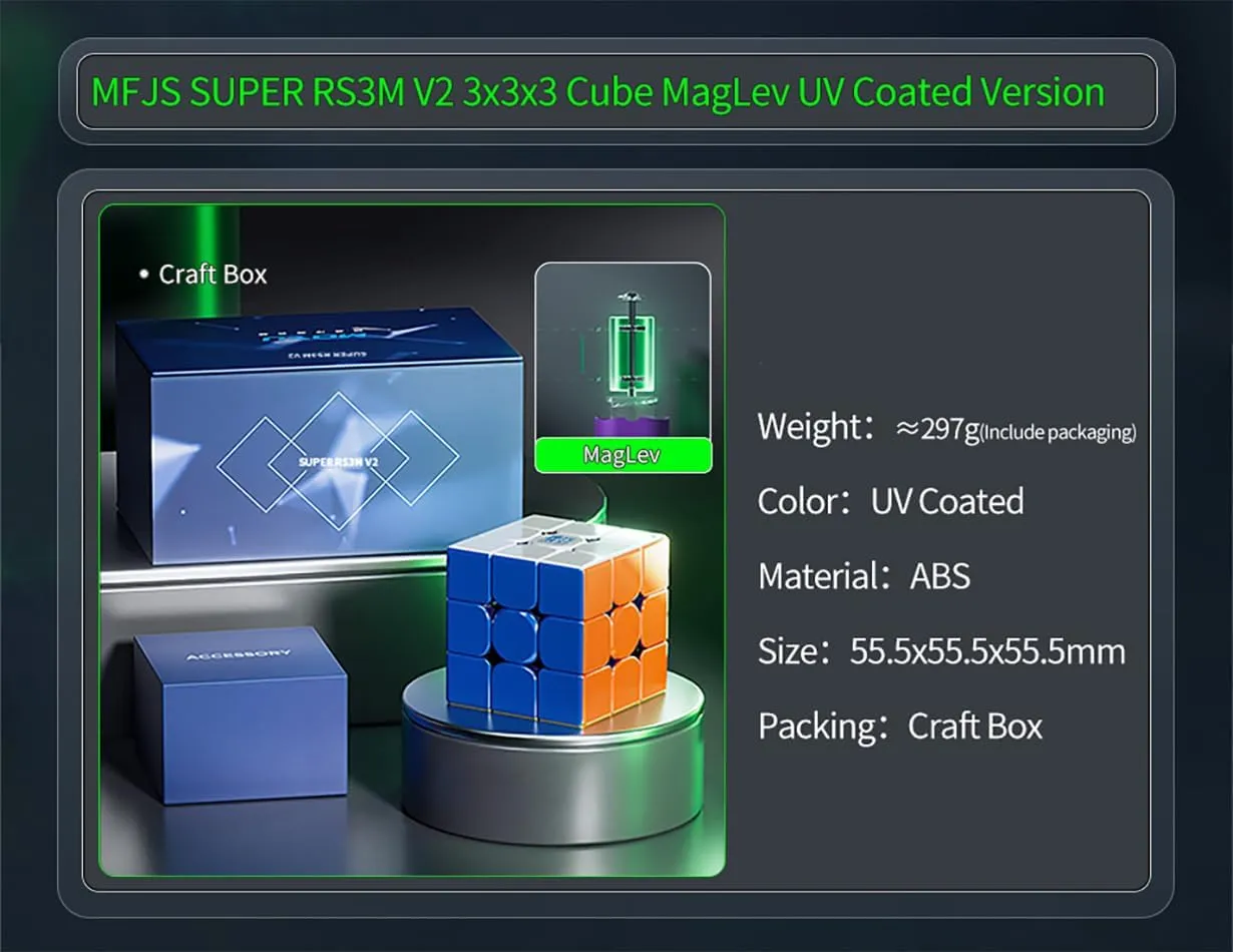 Willking Moyu Super RS3M V2 2023 UV Coated 3x3 Magnetic Speed Cube (Magic Clothes) moyu Super RS3 M V2 Professional 3x3 Stickerless Magnetic Upgraded of Moyu RS3M 2022 (MagLev Version)