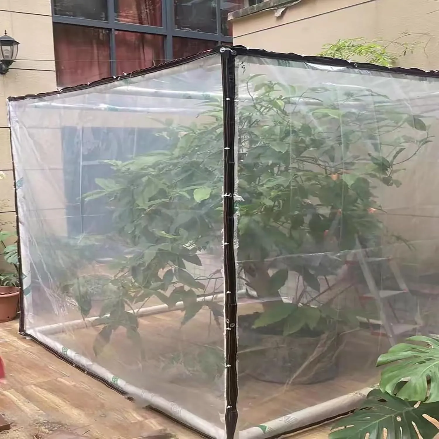 Windproof Clear Plastic Tarps,Outdoor Greenhouse Tarp, Rainproof, Yard Covering,Clear-Waterproof-Tarps-Outdoor(13x16 ft(4x5m))