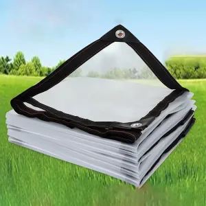 Windproof Clear Plastic Tarps,Outdoor Greenhouse Tarp, Rainproof, Yard Covering,Clear-Waterproof-Tarps-Outdoor(13x16 ft(4x5m))