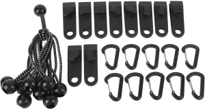 Windproof Tent Clips Set with Tarp Clamps and Elastic Rope, 10 Set Outdoor Protecting Buckles for Camping and Hiking