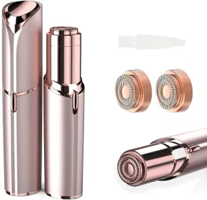 Women Facial Hair Removal Device Battery Operated with 2 Replacement Heads, Ladies Face Shaver for Peach Fuzz Upper Lip, Chin