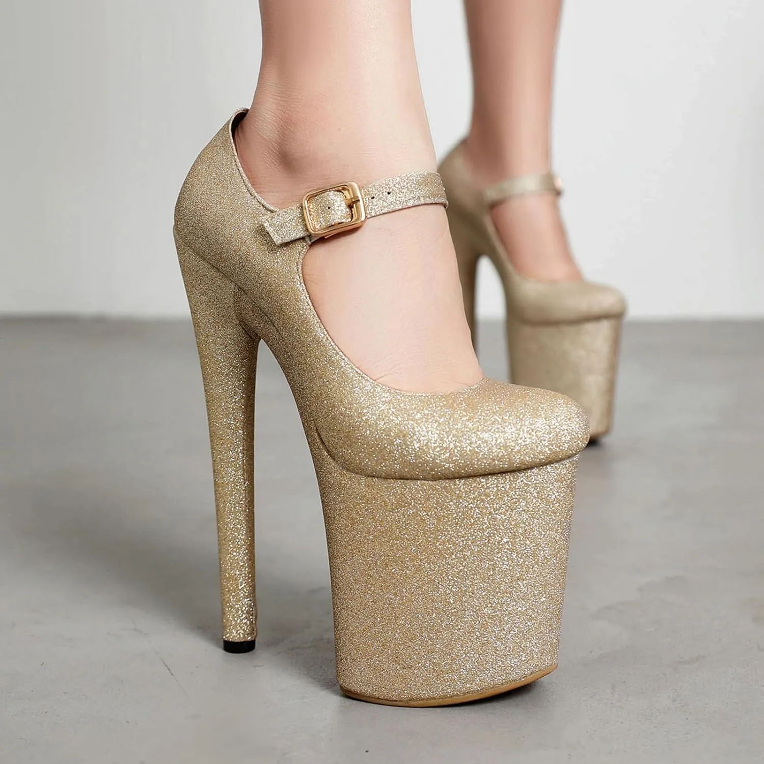 Women Sexy Pole Dance Heels Stiletto High Heels Mary Jane Pumps Platform 8 Inch