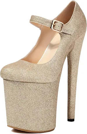 Women Sexy Pole Dance Heels Stiletto High Heels Mary Jane Pumps Platform 8 Inch