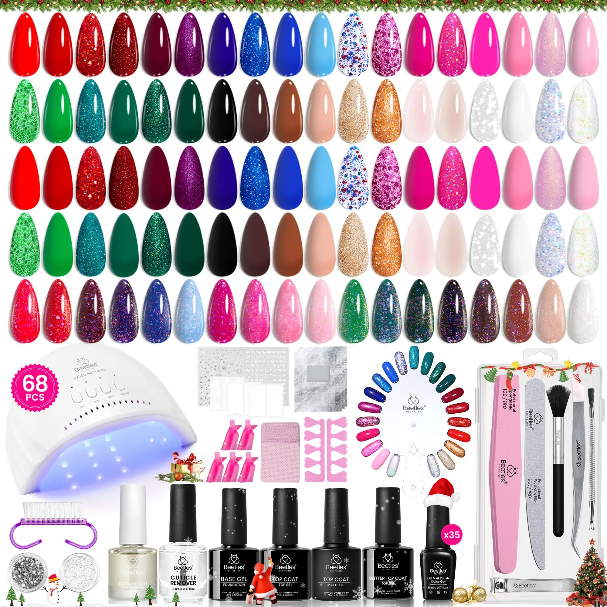 Wonderland: Total 68pcs 35 Gel Nail All in one Starter Kit Christmas  Gift