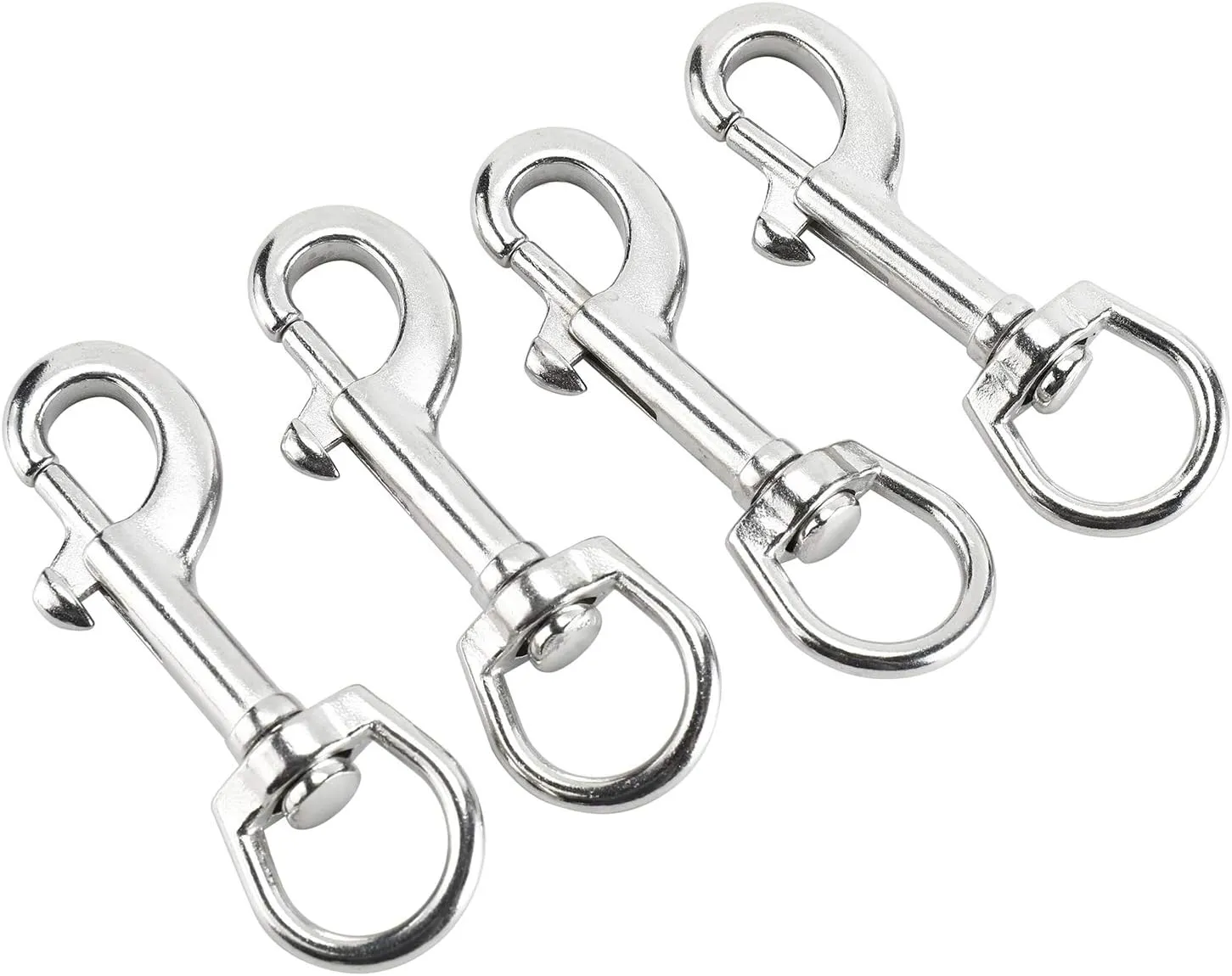 Yaegoo 4 Pack 316 Stainless Steel Swivel Eye Bolt Trigger Snap Hooks 3-1/2'' Marine Grade Single Ended Flagpole Snap Clips for Scuba Diving/Pet Leash/Keychain/Tarp Covers