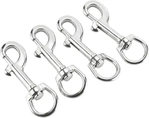 Yaegoo 4 Pack 316 Stainless Steel Swivel Eye Bolt Trigger Snap Hooks 3-1/2'' Marine Grade Single Ended Flagpole Snap Clips for Scuba Diving/Pet Leash/Keychain/Tarp Covers