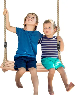 YAERSI Hanging Wooden Swing, Wood Tree Swing Seat for Adults/Kids,Curved Swing Seat with 440lbs Load,Adjustable Hemp Rope Plus Tree Swing Set for Indoor and Outdoor
