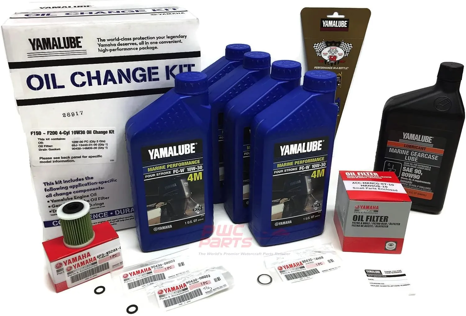 YAMAHA F150 Outboard Oil Change Kit 10W-30 4M Fuel Filter Gear Lube Lower Unit Gaskets Gearcase Maintenance Kit