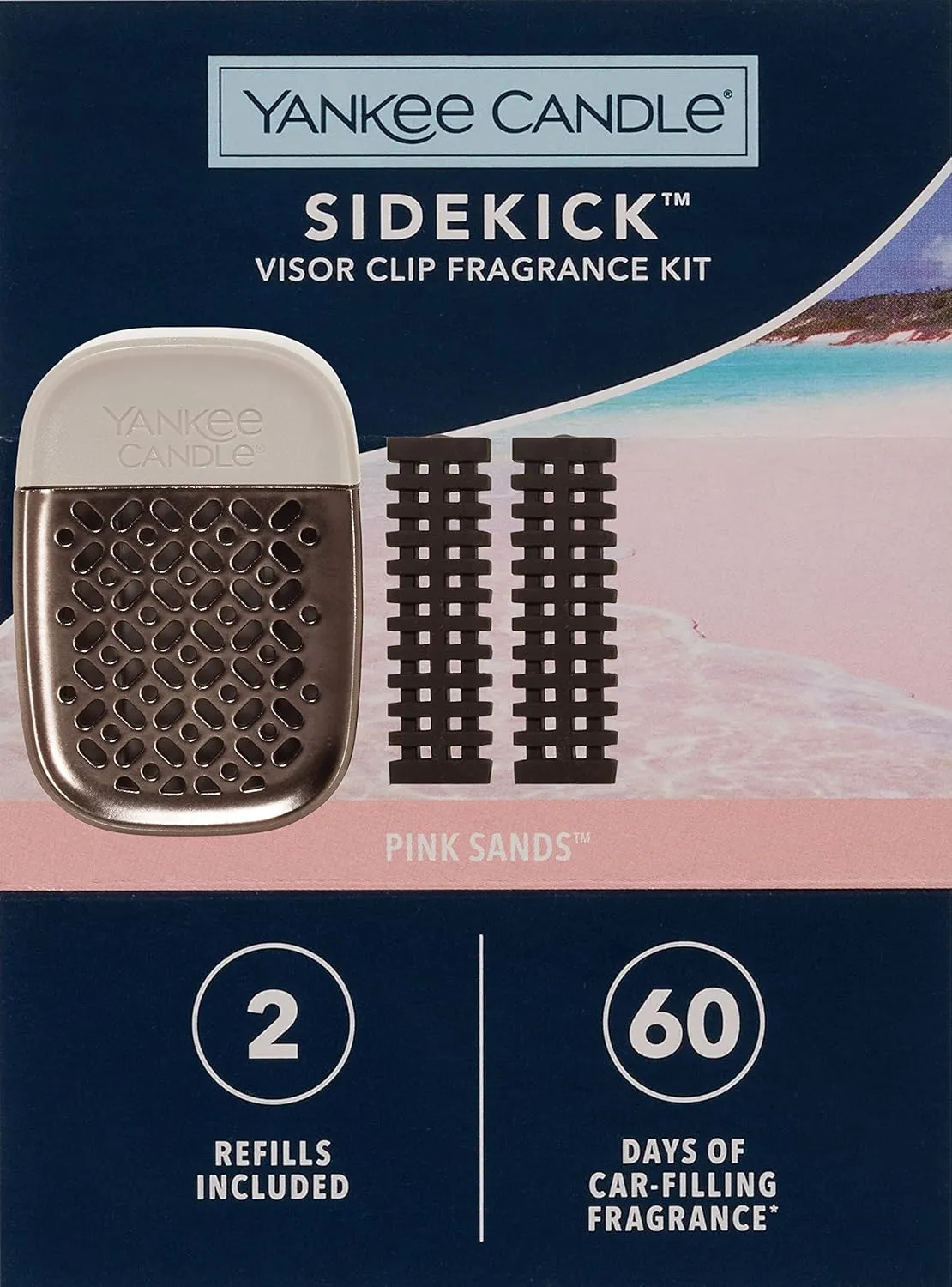 Yankee Candle Pink Sands™ Sidekick™ Visor Clip Fragrance Kit with Two Refills, XO