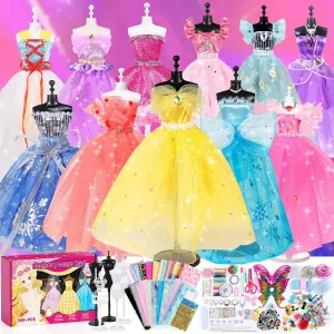 YEETIN 800  PCS Fashion Designer Kit for Girls – DIY Sewing & Arts Craft Kit with 5 Mannequins, Doll Clothes Making Set, Learn to Sew, Creative Gift for Girls Ages 6-12