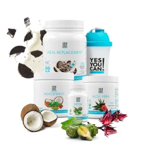 Yes You Can! Detox Plus Kit (Meal Replacement Cookies and Cream, Aloe Vera Hibiscus) - Complete Meal Replacement Powder, High Energy Shake Booster, Aloe Vera Detox Supplement, Health Transformation