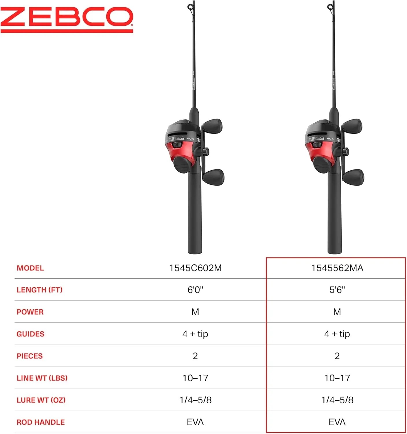 Zebco 404 Spincast Reel and 2-Piece Fishing Rod Combo, Durable Fiberglass Rod with EVA Handle, QuickSet Anti-Reverse Reel with Built-In Bite Alert, Pre-Spooled