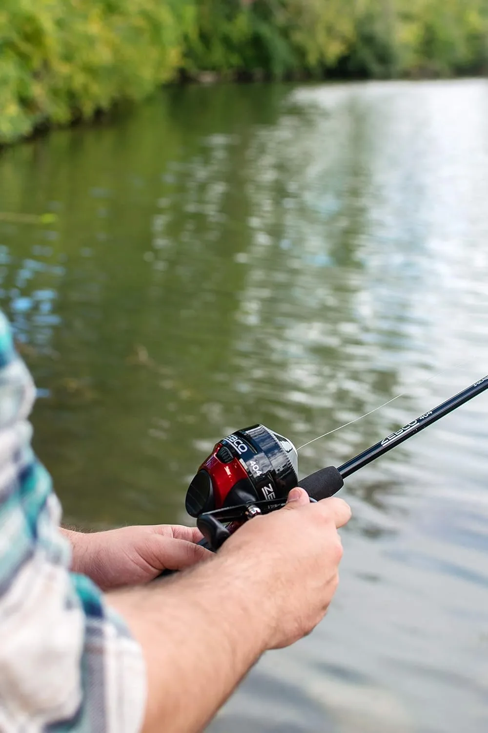 Zebco 404 Spincast Reel and 2-Piece Fishing Rod Combo, Durable Fiberglass Rod with EVA Handle, QuickSet Anti-Reverse Reel with Built-In Bite Alert, Pre-Spooled