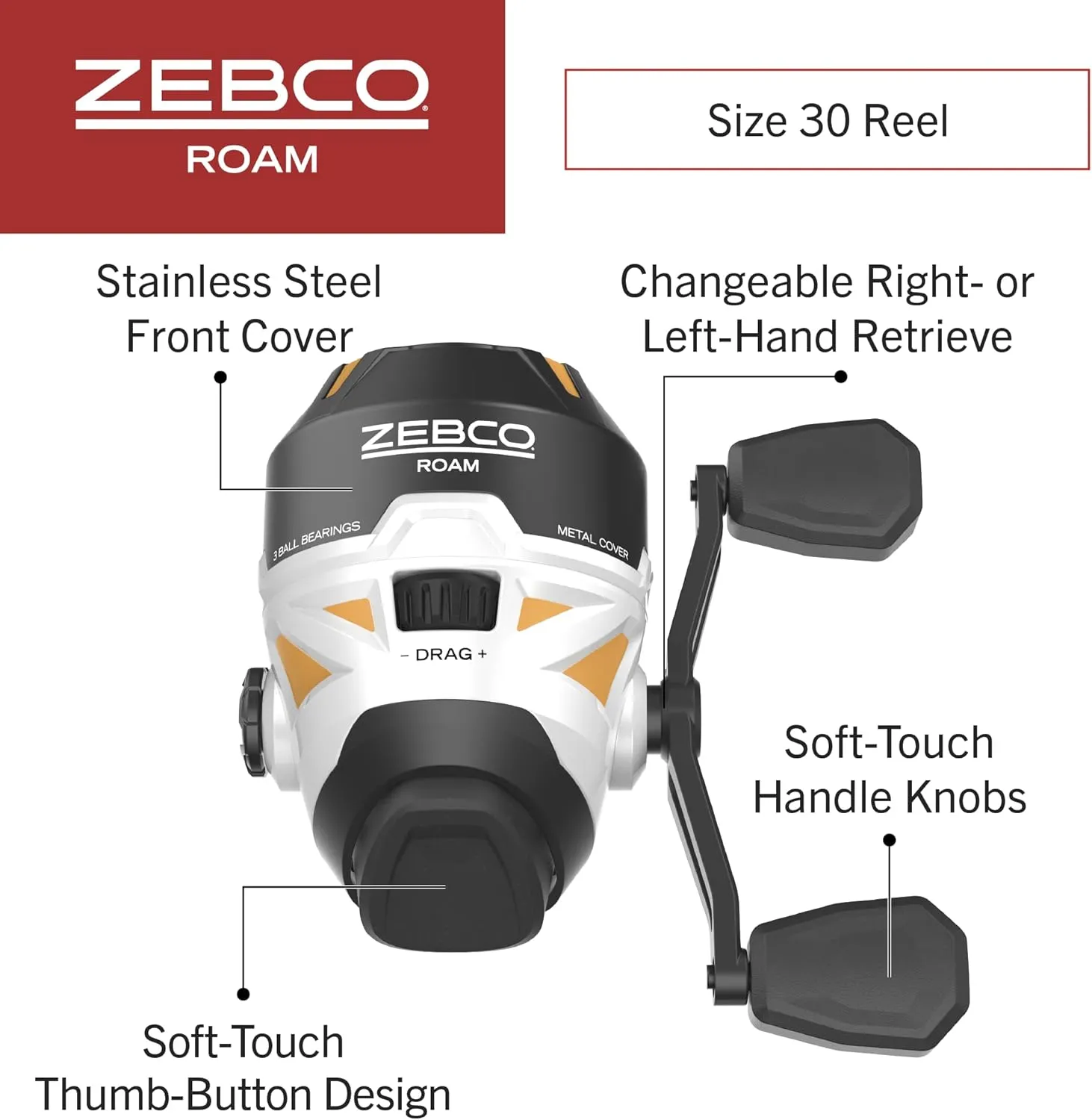 Zebco Roam Spincast Reel and Fishing Rod Combo, 6-Foot 2-Piece Fiberglass Fishing Pole with ComfortGrip Handle
