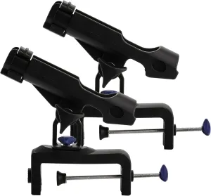 ZENFUN 2 Pack Fishing Boat Rods Holder, 360 Degree Rotation Adjustable Power Lock Fishing Rods Racks, Large Clamp Opening Folding Rod Holder for Canoe, Kayaks, Easy Installation, Bonus Screws