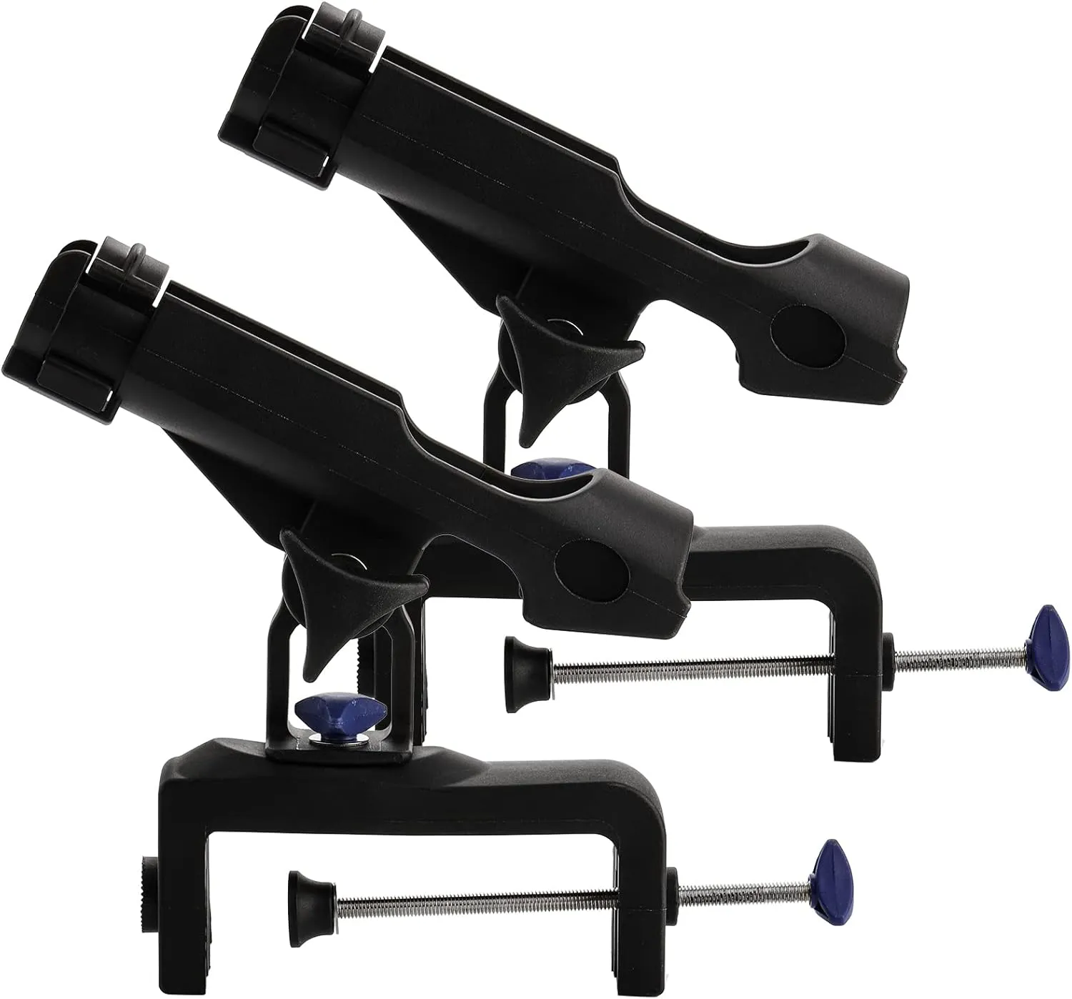 ZENFUN 2 Pack Fishing Boat Rods Holder, 360 Degree Rotation Adjustable Power Lock Fishing Rods Racks, Large Clamp Opening Folding Rod Holder for Canoe, Kayaks, Easy Installation, Bonus Screws