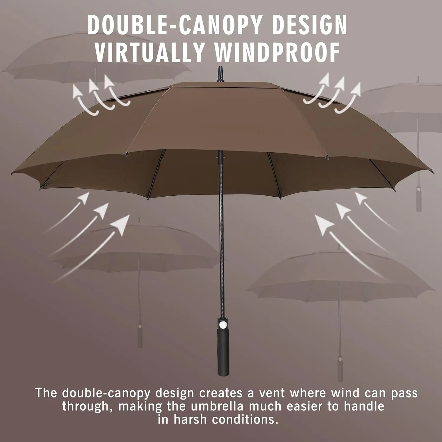 ZOMAKE Automatic Open Extra Large Golf Umbrella 51/54/62/68 Inch, Double Canopy Vented Windproof Oversize Stick Umbrellas for Rain