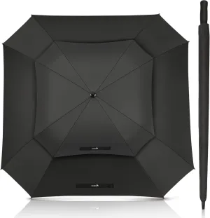 ZOMAKE Extra Large Golf Umbrella 62 Inch, Automatic Open Double Canopy Vented Golf Umbrellas for Rain Windproof Push Cart Oversize for Men Women(Black/Square)