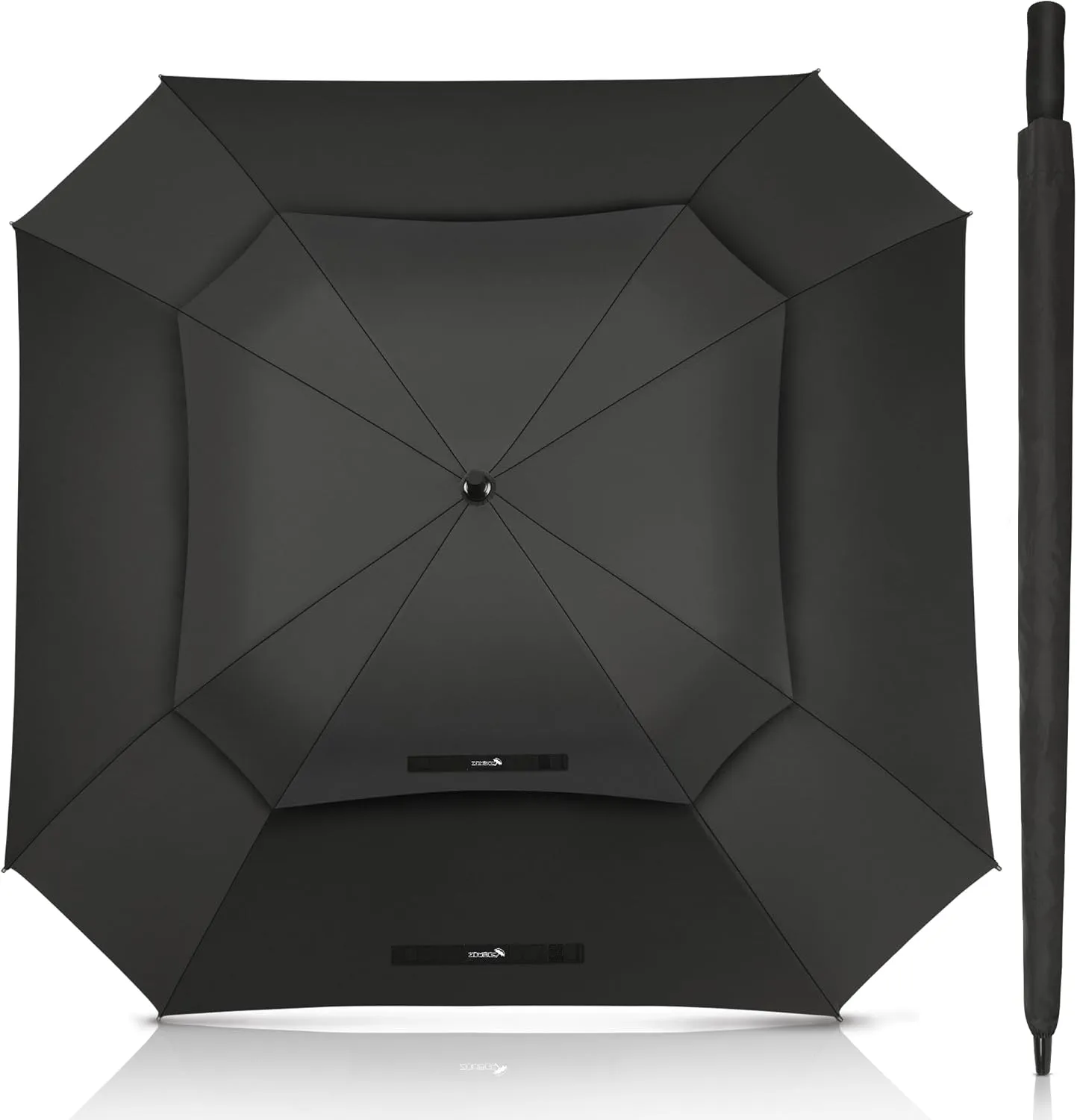 ZOMAKE Extra Large Golf Umbrella 62 Inch, Automatic Open Double Canopy Vented Golf Umbrellas for Rain Windproof Push Cart Oversize for Men Women(Black/Square)