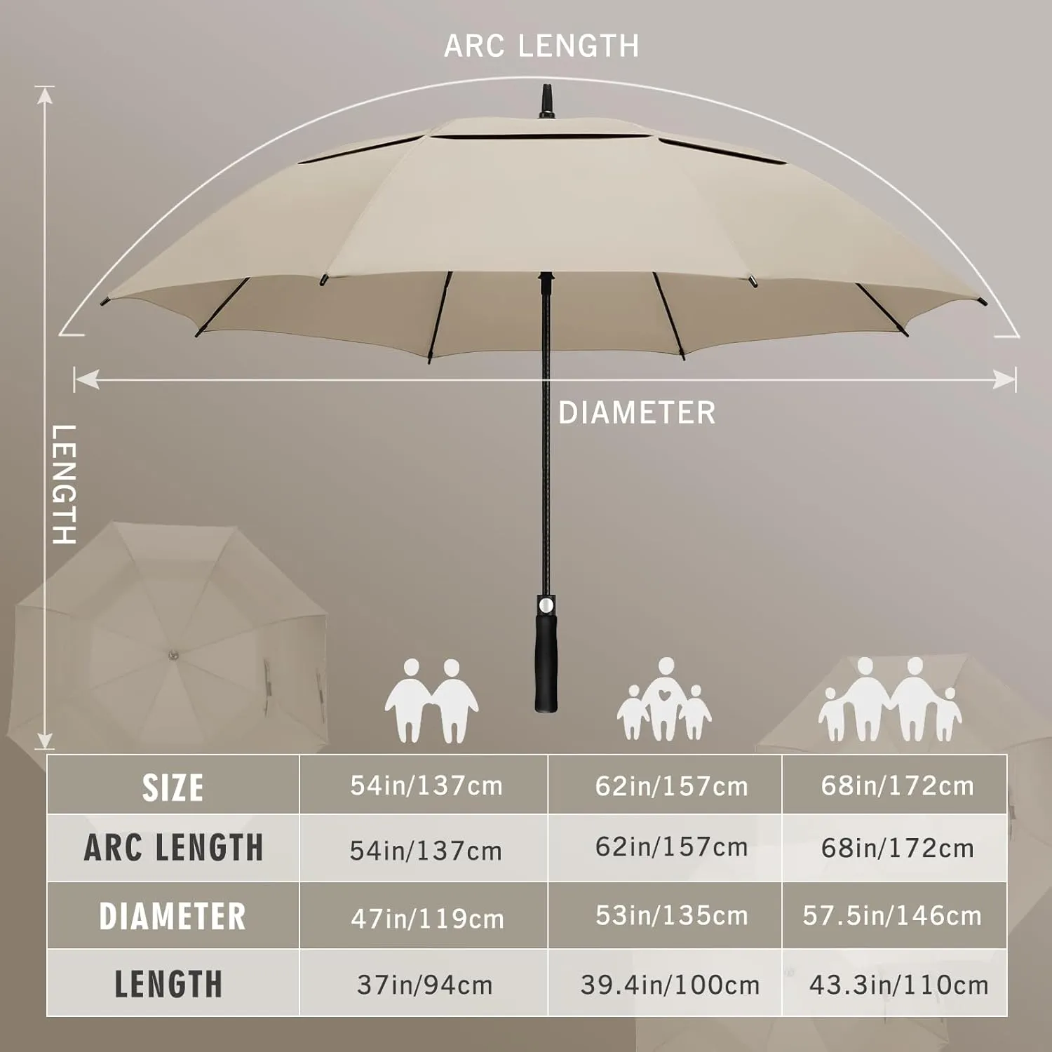 ZOMAKE Large Golf Umbrella for Rain Heavy Duty,Big Golf umbrellas Windproof,51/54/62/68 Inch Extra Large Oversized Umbrella