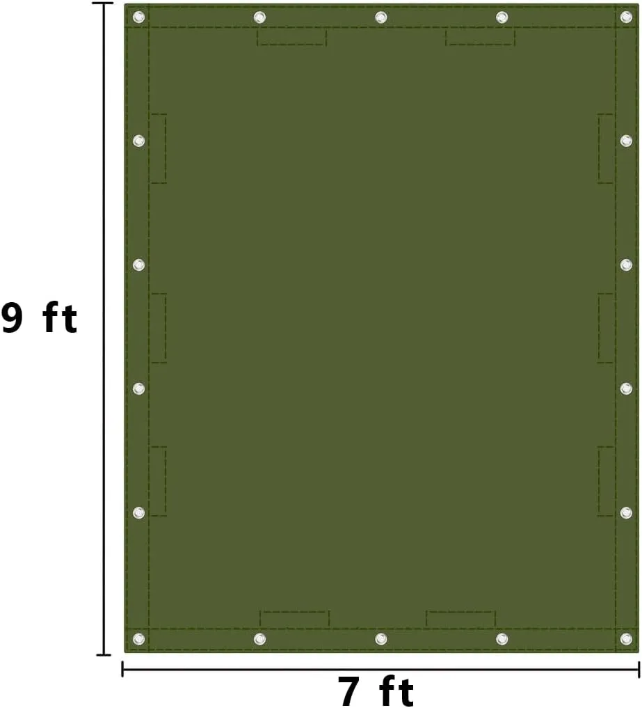 Zuperia Heavy Duty Canvas Tarp (7' x 9' ft - Pack of 1) with Rustproof Grommets, UV Resistant & Tear Resistant Multipurpose Tarpaulin Cover for Outdoor, Industrial & Commercial Use (Olive Green)