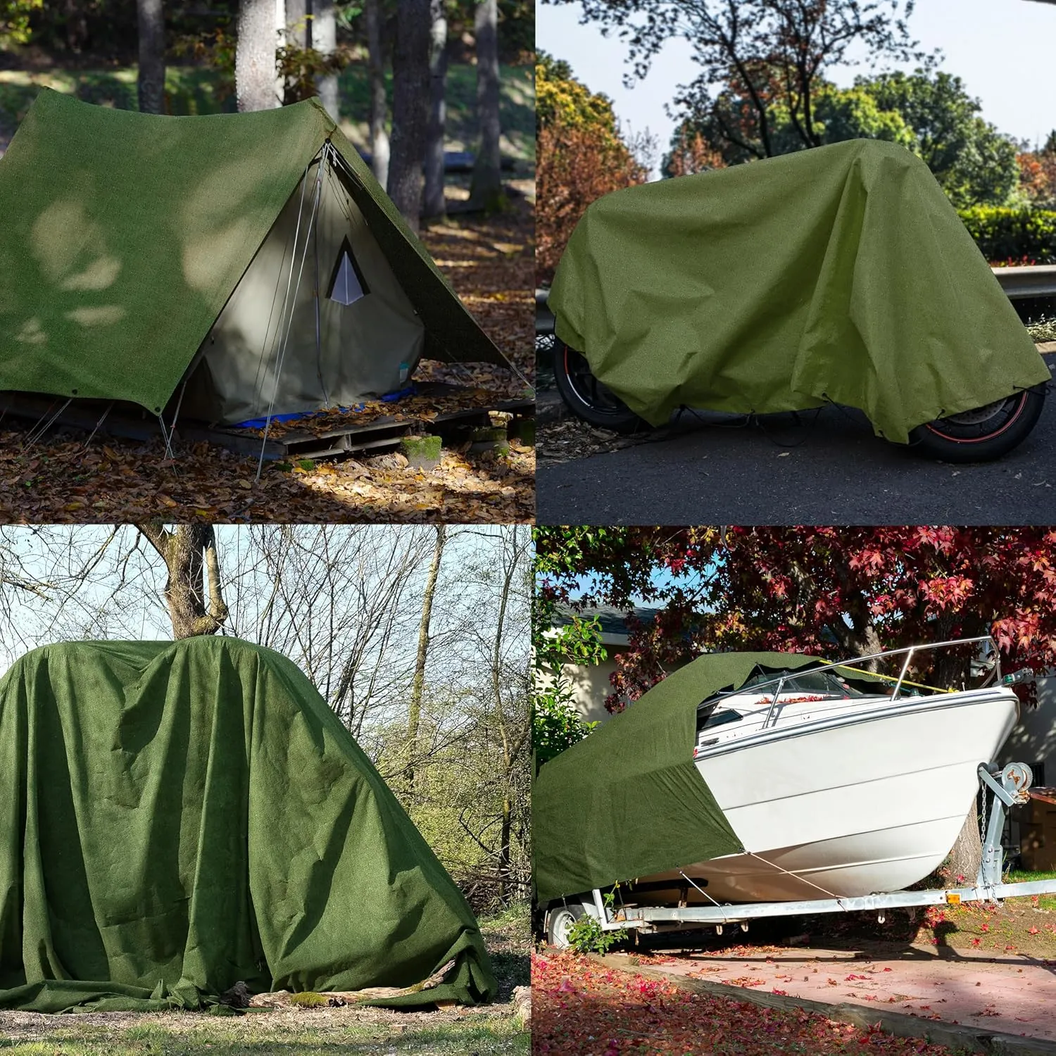 Zuperia Heavy Duty Canvas Tarp (7' x 9' ft - Pack of 1) with Rustproof Grommets, UV Resistant & Tear Resistant Multipurpose Tarpaulin Cover for Outdoor, Industrial & Commercial Use (Olive Green)