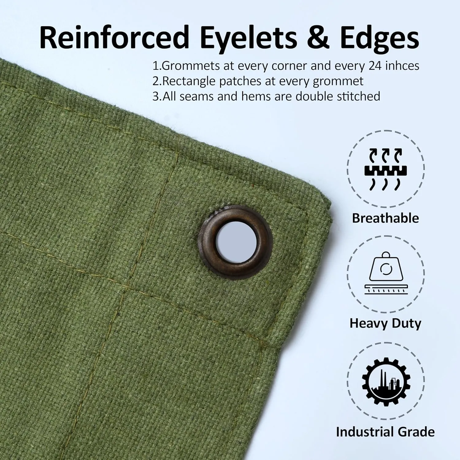 Zuperia Heavy Duty Canvas Tarp (7' x 9' ft - Pack of 1) with Rustproof Grommets, UV Resistant & Tear Resistant Multipurpose Tarpaulin Cover for Outdoor, Industrial & Commercial Use (Olive Green)